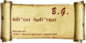 Bécsi Györgyi névjegykártya